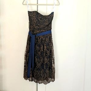 Shoshanna strapless brown lace cocktail dress